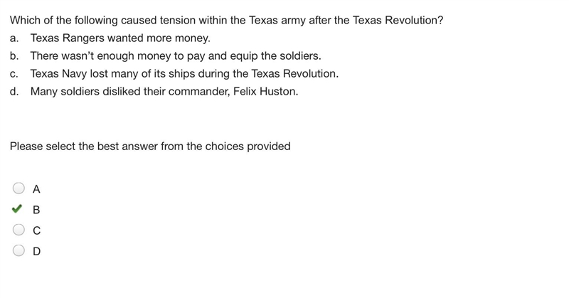 Which of the following caused tension within the Texas army after the Texas Revolution-example-1