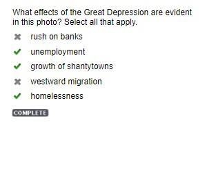 What effects of the Great Depression are evident in this photo? Select all that apply-example-1