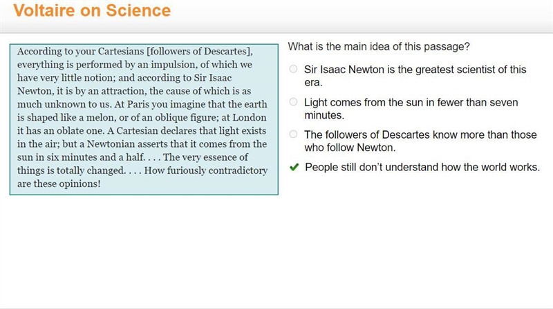 What is the main idea of this passage? Sir Isaac Newton is the greatest scientist-example-1