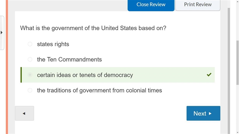 Which is the government of the United States based on? states rights the traditions-example-1