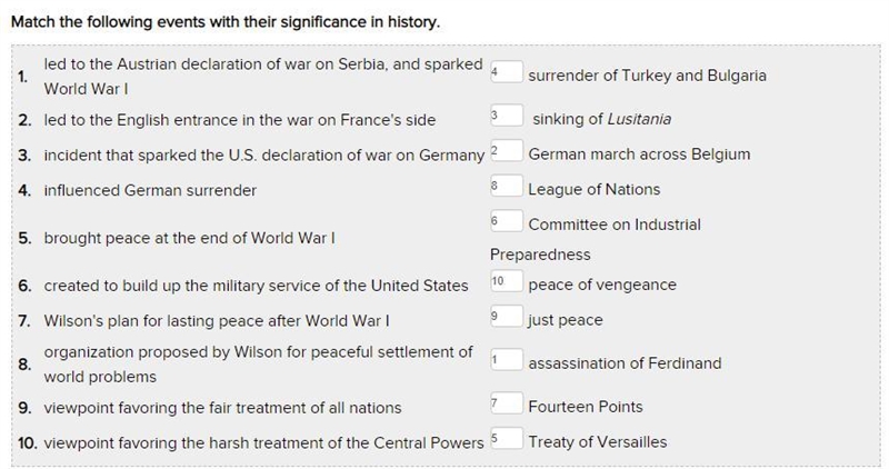 Match the following events with their significance in history. 1. led to the Austrian-example-1