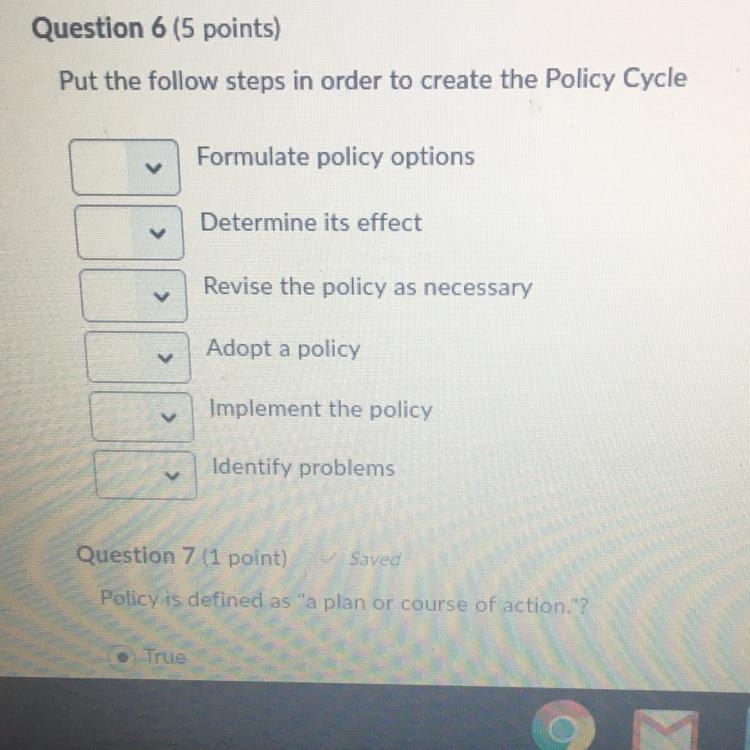 What are the 6 steps in the policy cycle in order-example-1