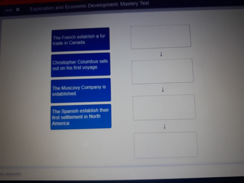 PLEASE HELP ASAP!!!! 20 POINTS!!! Arrange these events in the correct chronological-example-1