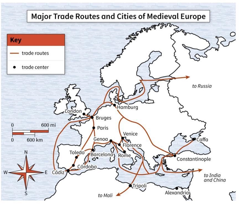 Which major trend in Europe is supported by the information in the map? A. the spread-example-1