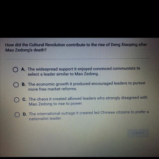 How did the cultural revolution contribute to the rise of Deng Xiaoping after Mao-example-1