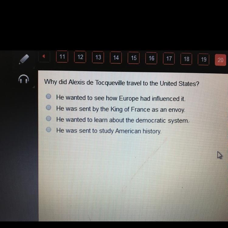 Why did Alexis de Tocqueville travel to the United States?-example-1