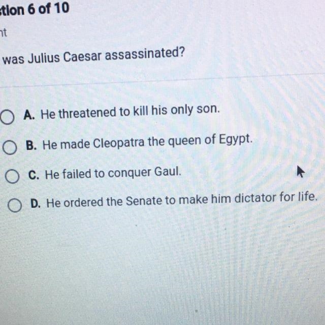 Why was juilius caeser assassinated-example-1