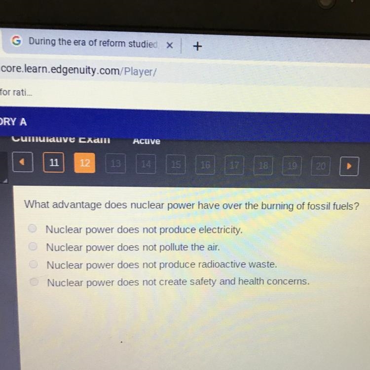 What advantages does nuclear power have over the burning of fossil fuels-example-1