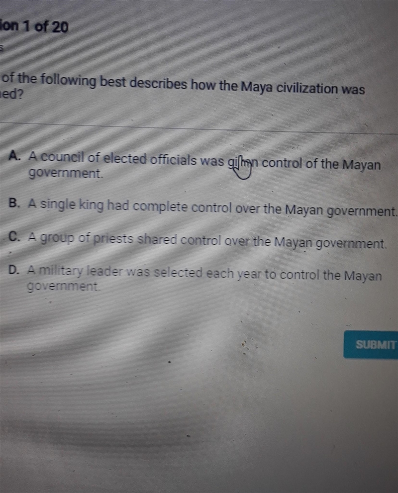 Which of the following best describes how the maya civilization was governed​-example-1