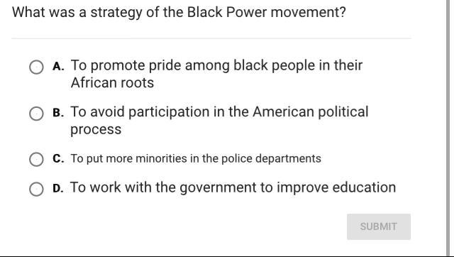 What was a strategy for the black power movement?-example-1