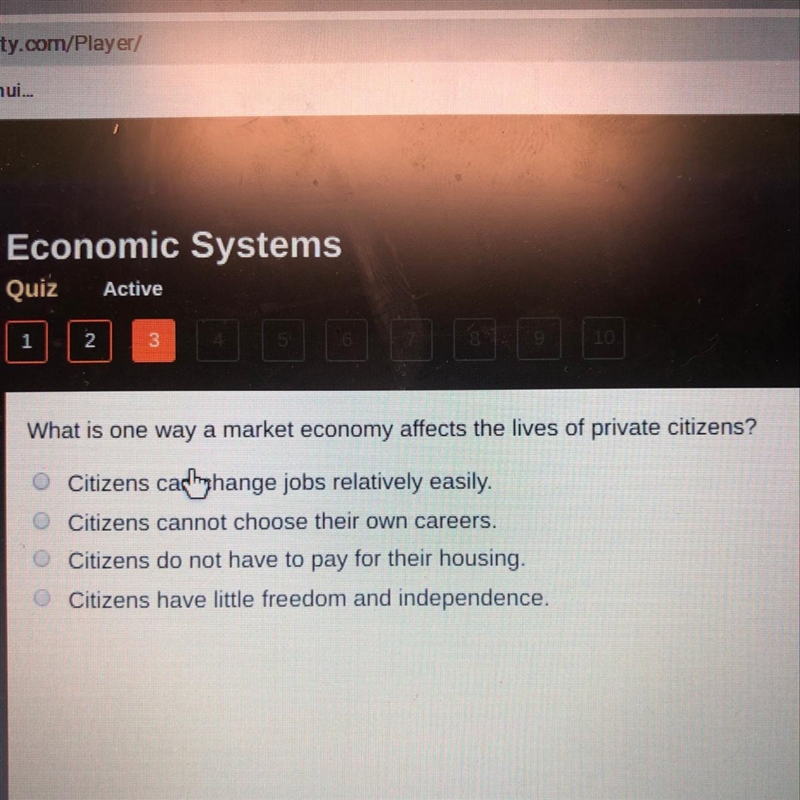 What is one way a market economy effects the lives of private citizens ?-example-1