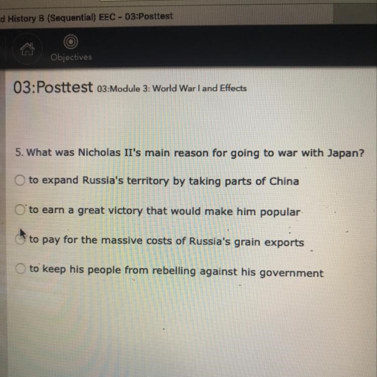 What was Nicholas IIs main reason for going to war with Japan?-example-1