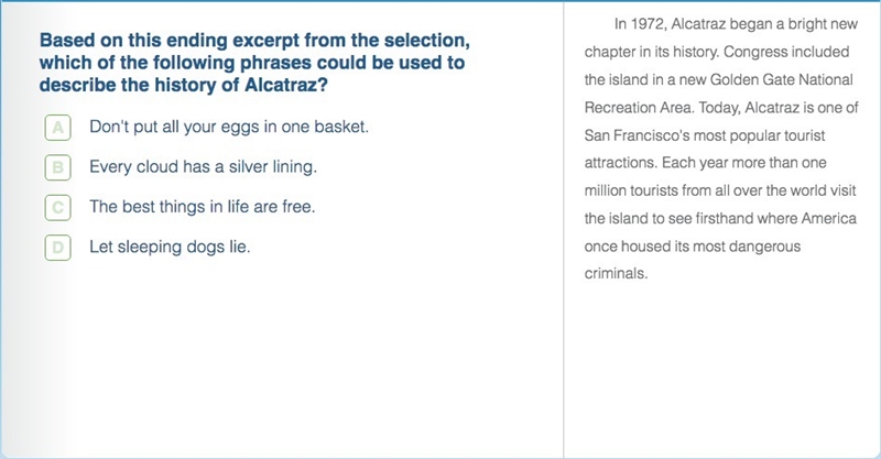 Which phrase could be used to describe the history of Alcatraz-example-1