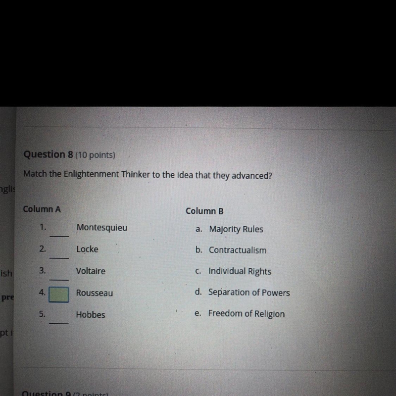 Match the enlightenment thinker to the idea they advanced-example-1