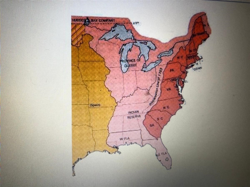 This map shows the Proclamation Line of 1763, which was created after the end of the-example-1