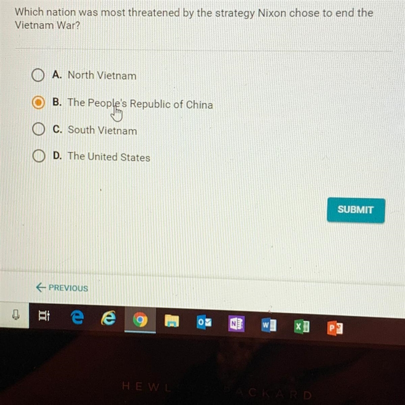 What nation was most threatened by the strategy nixon chose to end the vietnam war-example-1