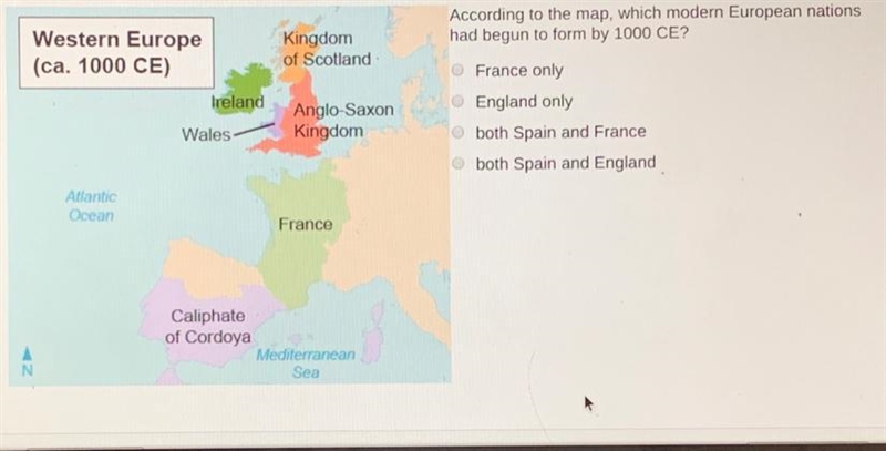 According to the map, which modem European nations had begun to form by 1000 CE? A-example-1