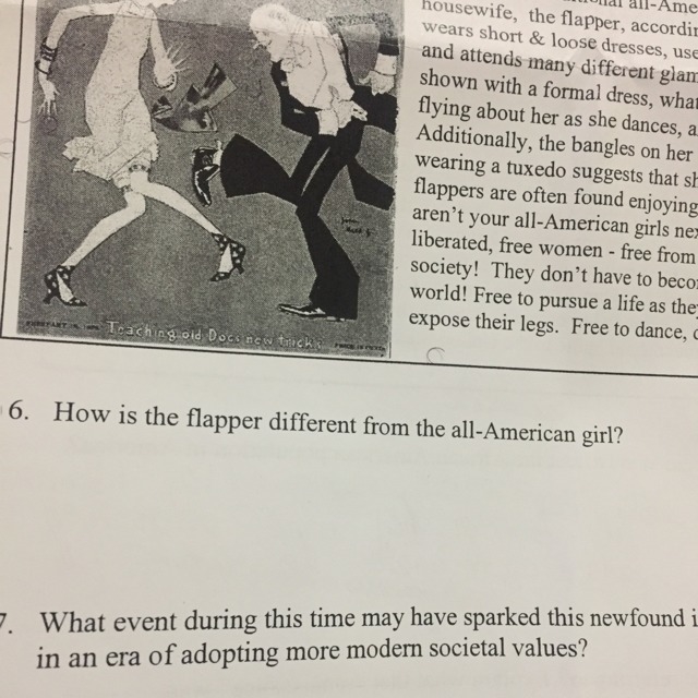 How is the flapper different from the all-American girl?-example-1