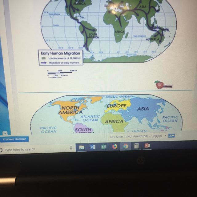 Which of the following conclusion can you draw about early human migrations? A.humans-example-1