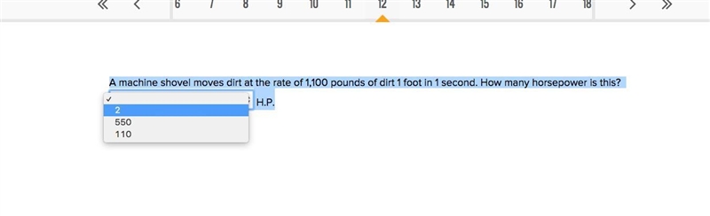 A machine shovel moves dirt at the rate of 1,100 pounds of dirt 1 foot in 1 second-example-1