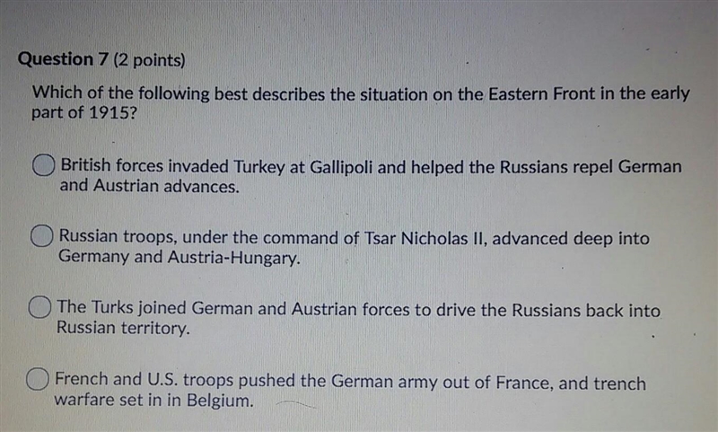 Which of the following best describes the situation on the eastern front in the early-example-1