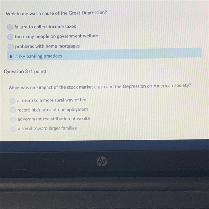 Which one was a cause of The Great Depression?-example-1