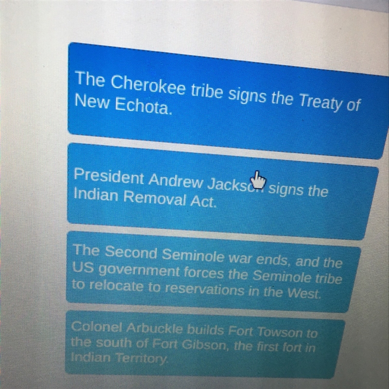 Put the events related to the migrations of the Native Americans in chronological-example-1