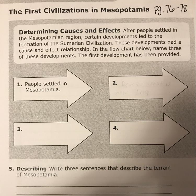 The First Civilization in Mesopotamia Need help with 1-5-example-1