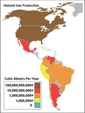 The map below shows natural gas production in North America. Based on the information-example-1