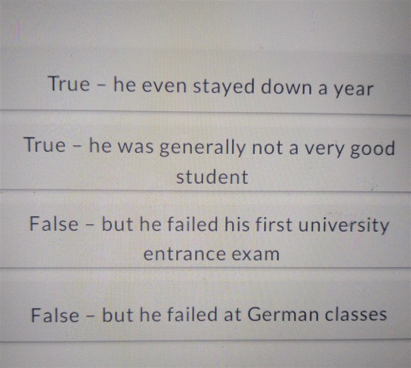 (please help I'm confused.)100pts TRUE OR FALSE Albert Einstein failed at math classes-example-1