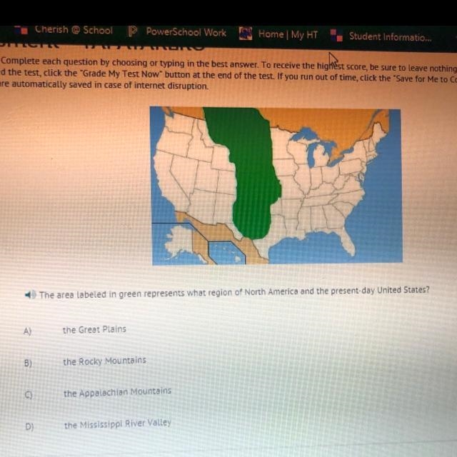 The area labeled in green represents what region of North America and the present-example-1