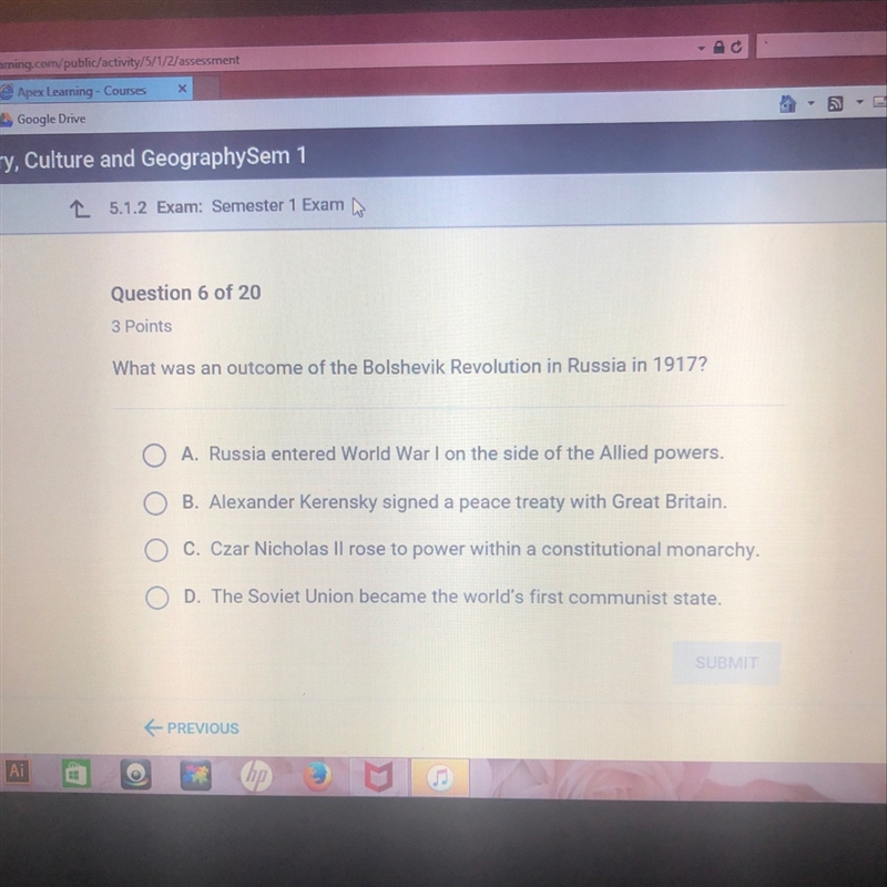 What was an outcome of the Bolshevik Revolution in Russia in 1917?-example-1