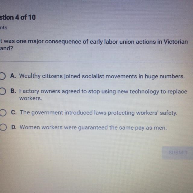 What was one major consequence of early labor union actions in Victorian England?-example-1