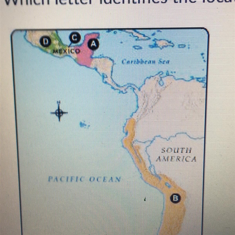 Which letter identifies the location of the Aztec civilization-example-1