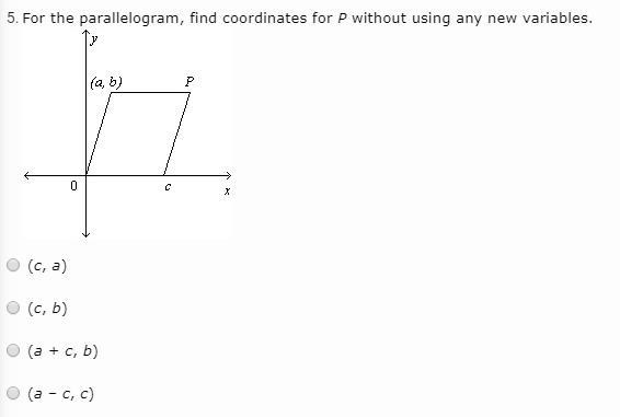 For the parallelogram, find coordinates for P without using any new variables. Put-example-1