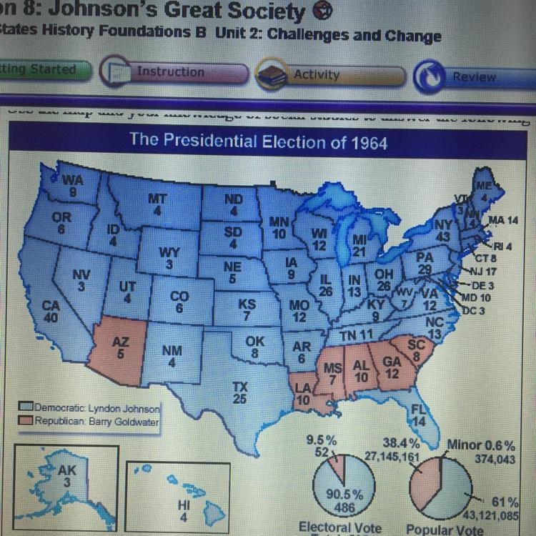 What logical conclusion can be made from the map and graphs? A. The electoral vote-example-1