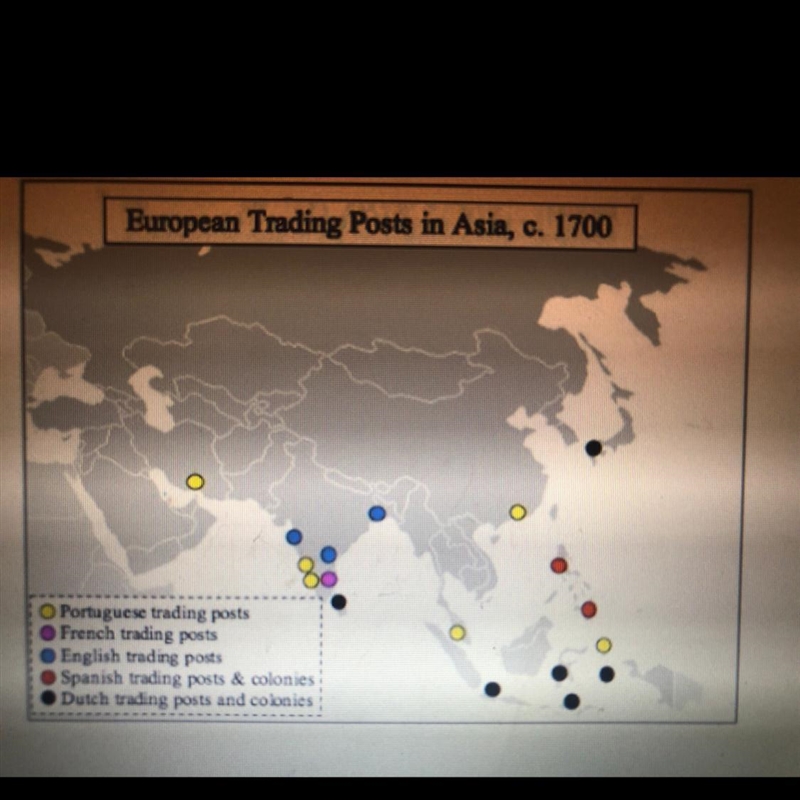 Which statement BEST describes this map? A) The Dutch controlled European trade in-example-1