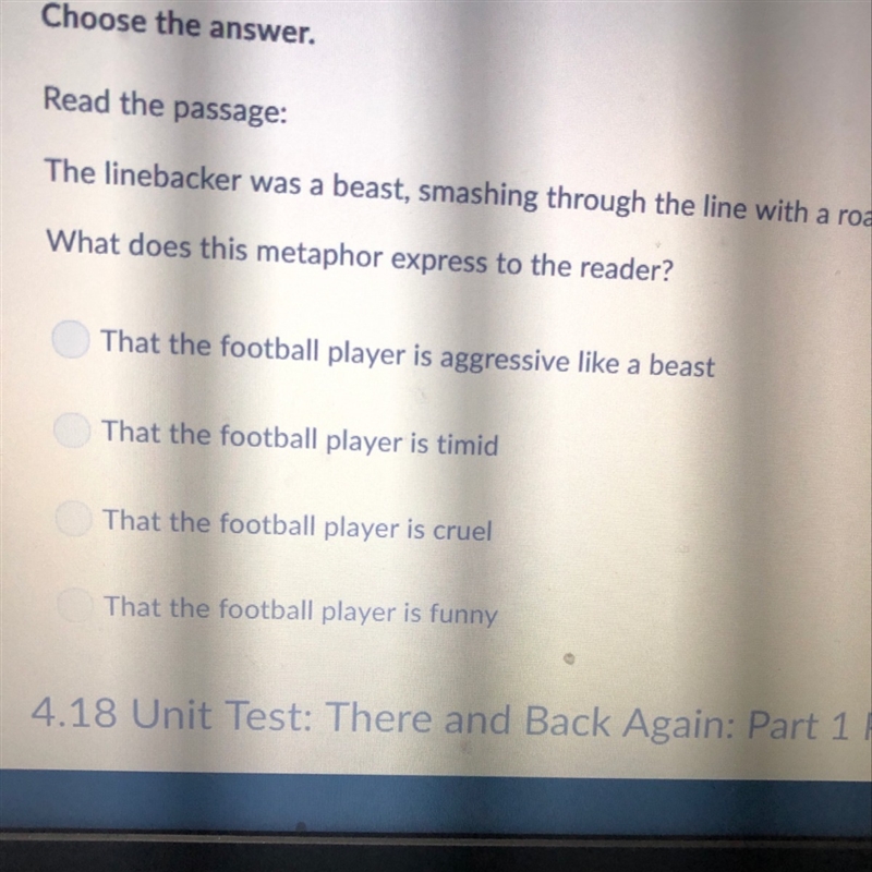 Read the passage the linebacker was a beast smashing through the line with a roar-example-1