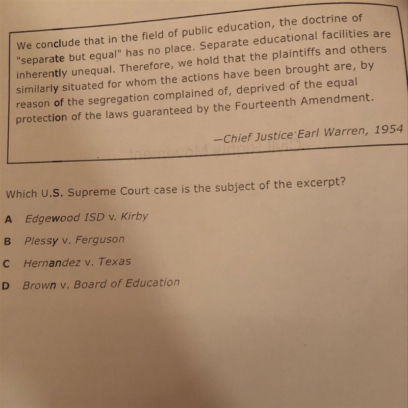 Which u.s Supreme Court case is the best subject of the excerpt?-example-1