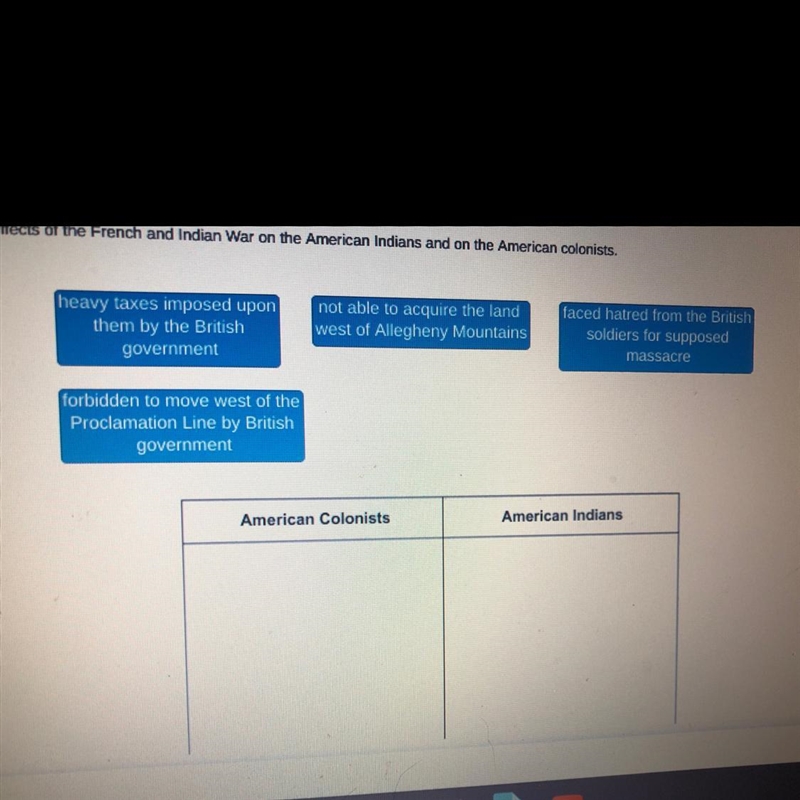 Identify the effects of the French and Indian war on the American Indians and on the-example-1