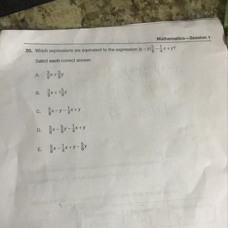 Which expressions are equivalent to the expression ......-example-1