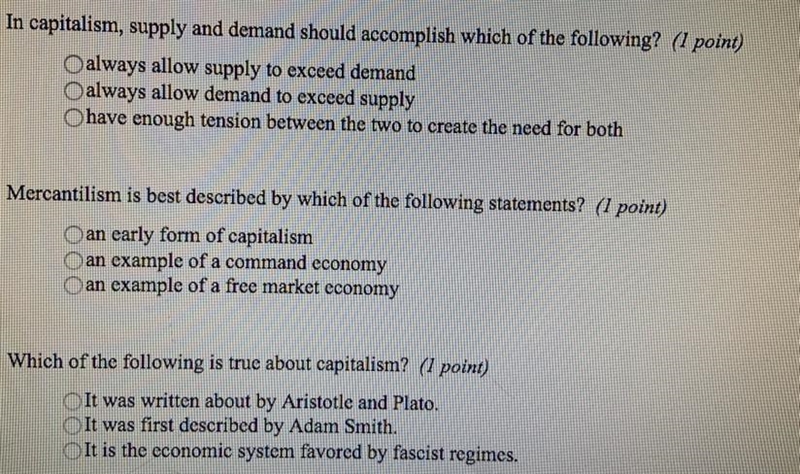 1. In capitalism, supply in the man should accomplish which of the following? A. Always-example-1