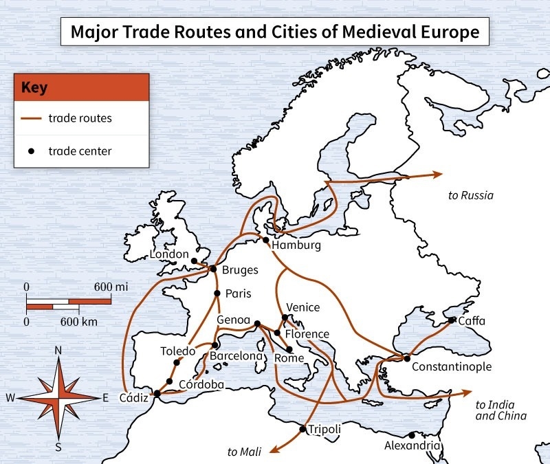 Which major trend in Europe is supported by the information in the map? A. The spread-example-1