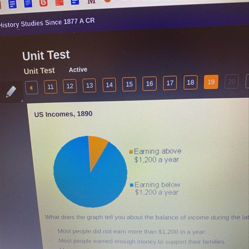 What does the graph tell you about the balance of income during the late 1800s? Most-example-1