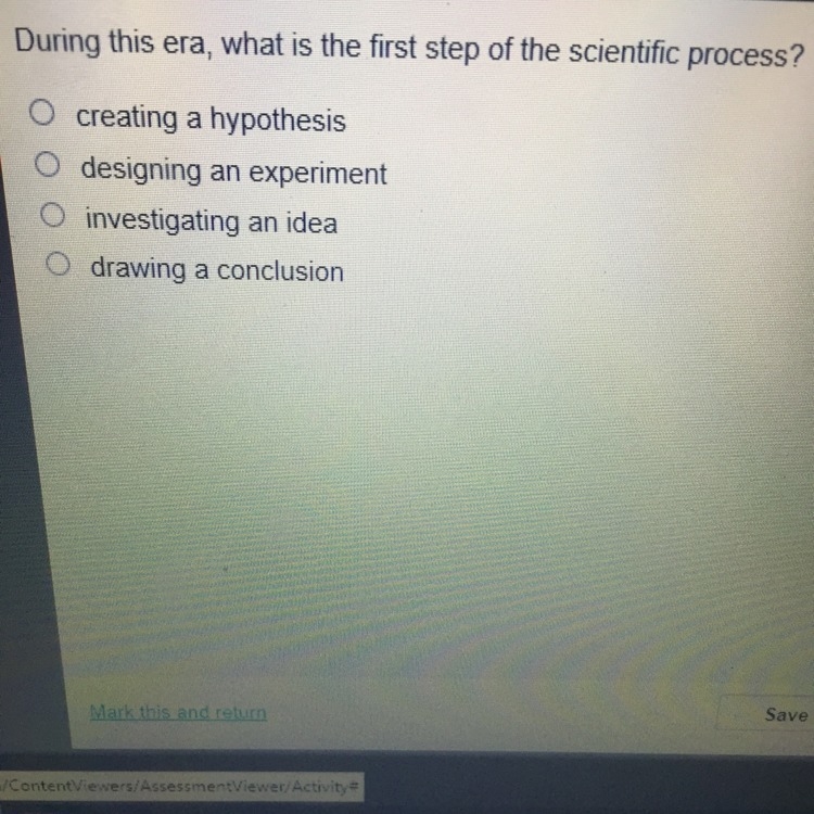 During this era what is the first step of the scientific process?-example-1