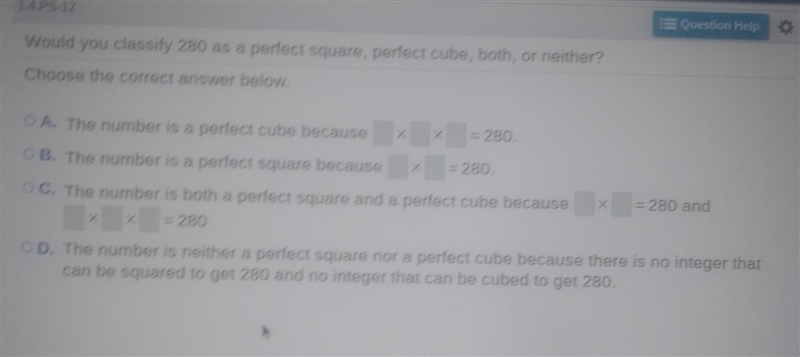 Would you classify 280 as a perfect square​-example-1