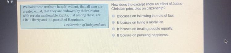 How does the excerpt show and effect of Judeo- Christian principles on citizenship-example-1