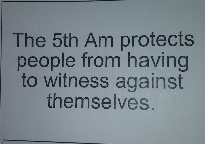 The fifth amendment protects people from having to witness against himself this is-example-1