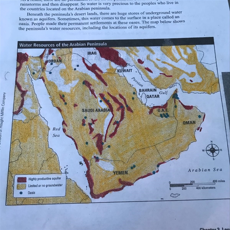 Use the map to answer the question: What type of aquifer is below the coastline of-example-1