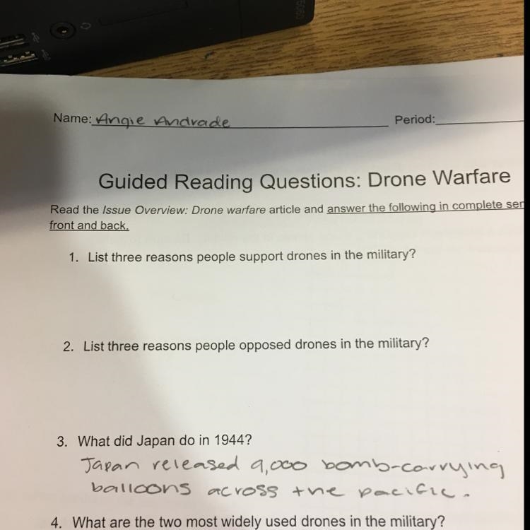 List three reasons people support drones in the military-example-1